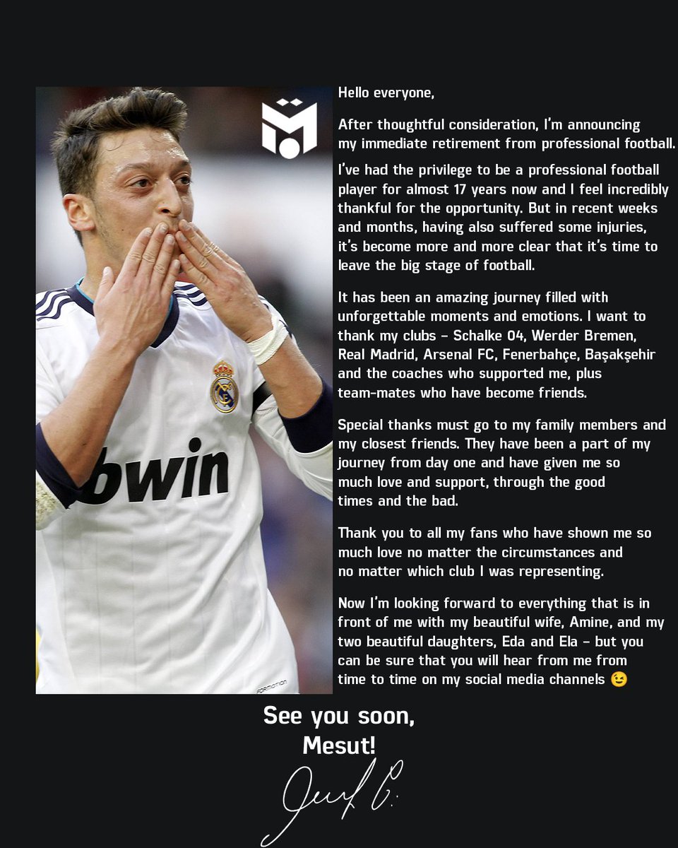 thông tin Mesut Ozil giải nghệ